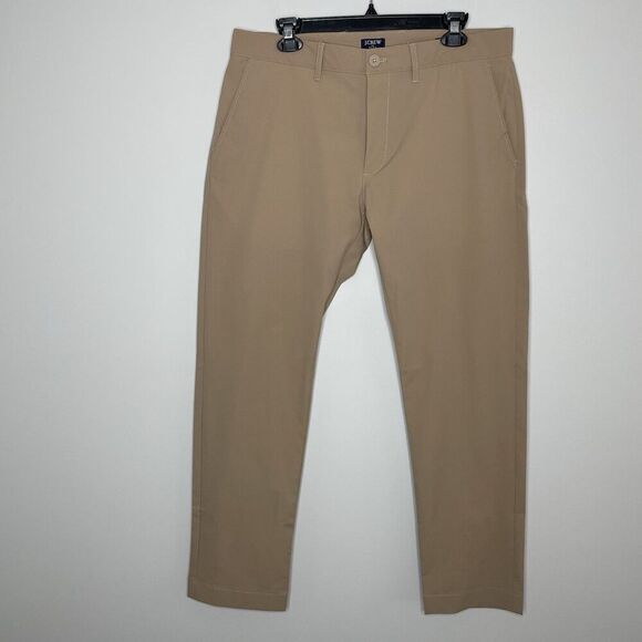 J.CREW Tech Pant Men 33 x 30 Slim Lightweight Khaki Tan Performance AA712 - Picture 1 of 16